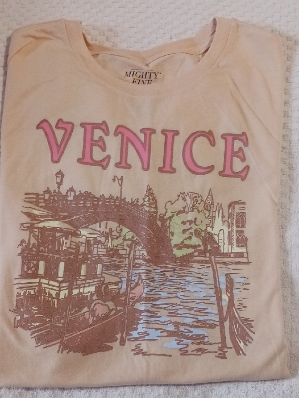 Gorgeous! Mighty Fine Venice Graphic Tee - Pink & Tan  XXL